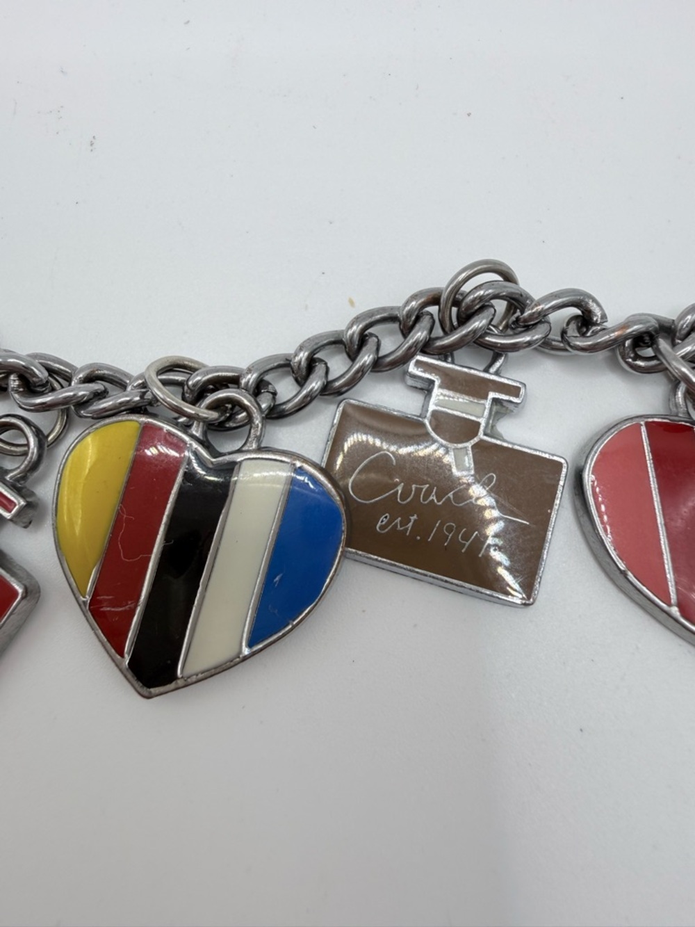 Coach Y2K Legacy Stripe Perfume Charm Bracelet Silver 2006 65th anniversary - Picture 8 of 10